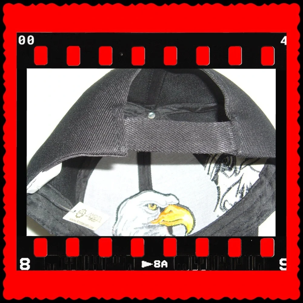Eagle & American Flag Motif Ball Cap-Black - Picture 5 of 5